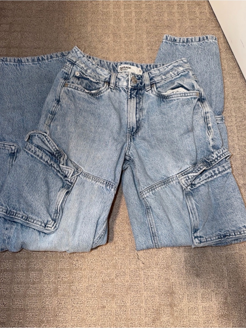 Garage Light Blue Boyfriend Cargo Jeans